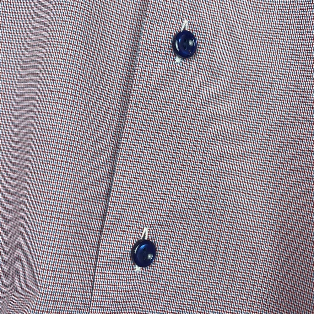 Eton Red Blue Checkered Button Down Dress Shirt Men's 40/15.75 - Picture 5 of 10